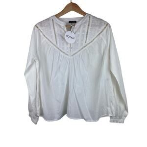 NWT Kookai Women's 8 US 38 EU White Embroidered Boho Top